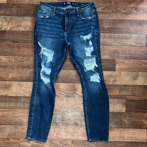 Hollister Dark Blue Distressed Skinny Jeans